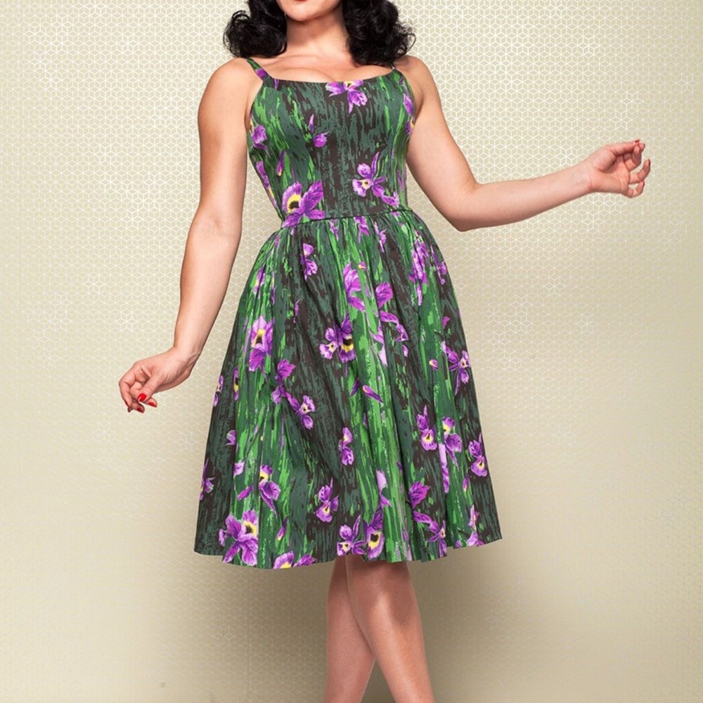 Pinup Girl Clothing Orchid Print Dress
